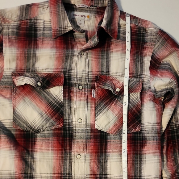 Carhartt Red and Black Plaid Women's Top - Picture 6 of 7